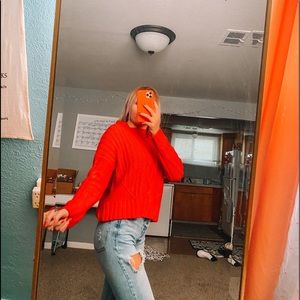 Red knit sweater